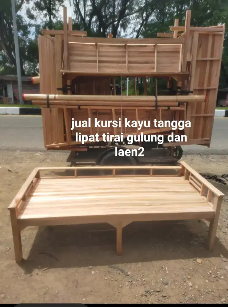 Jual kursi kayu tangga lipat tirai gulung dan laen2