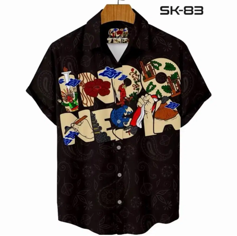 KEMEJA.PRIA.CASUAL.SANTAI.MOTIF.VINTAGE.INDONESIA.MODERN.PRINTING