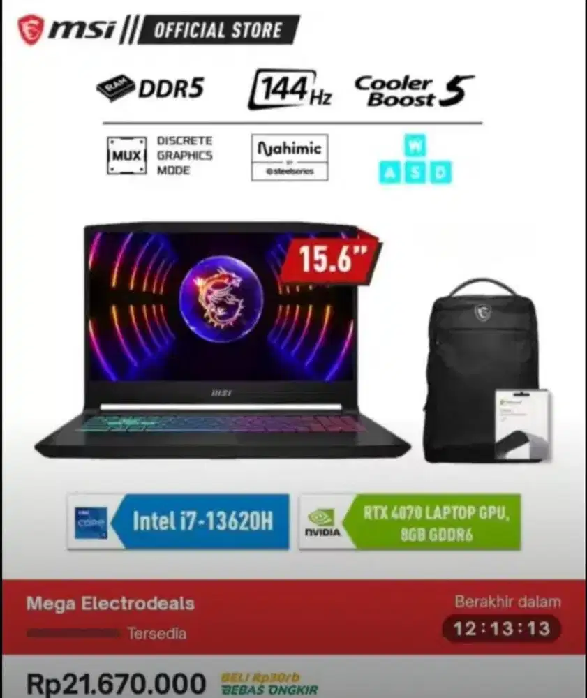 MSI Katana 15, Intel i7, RTX 4070, SSD 1Tb.