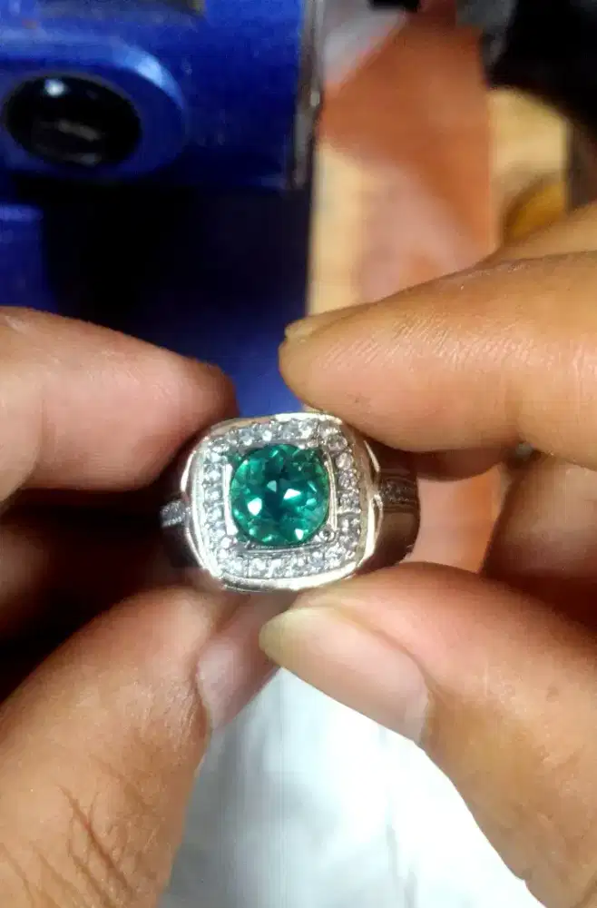 Cincin batu natural prasiolite quartz