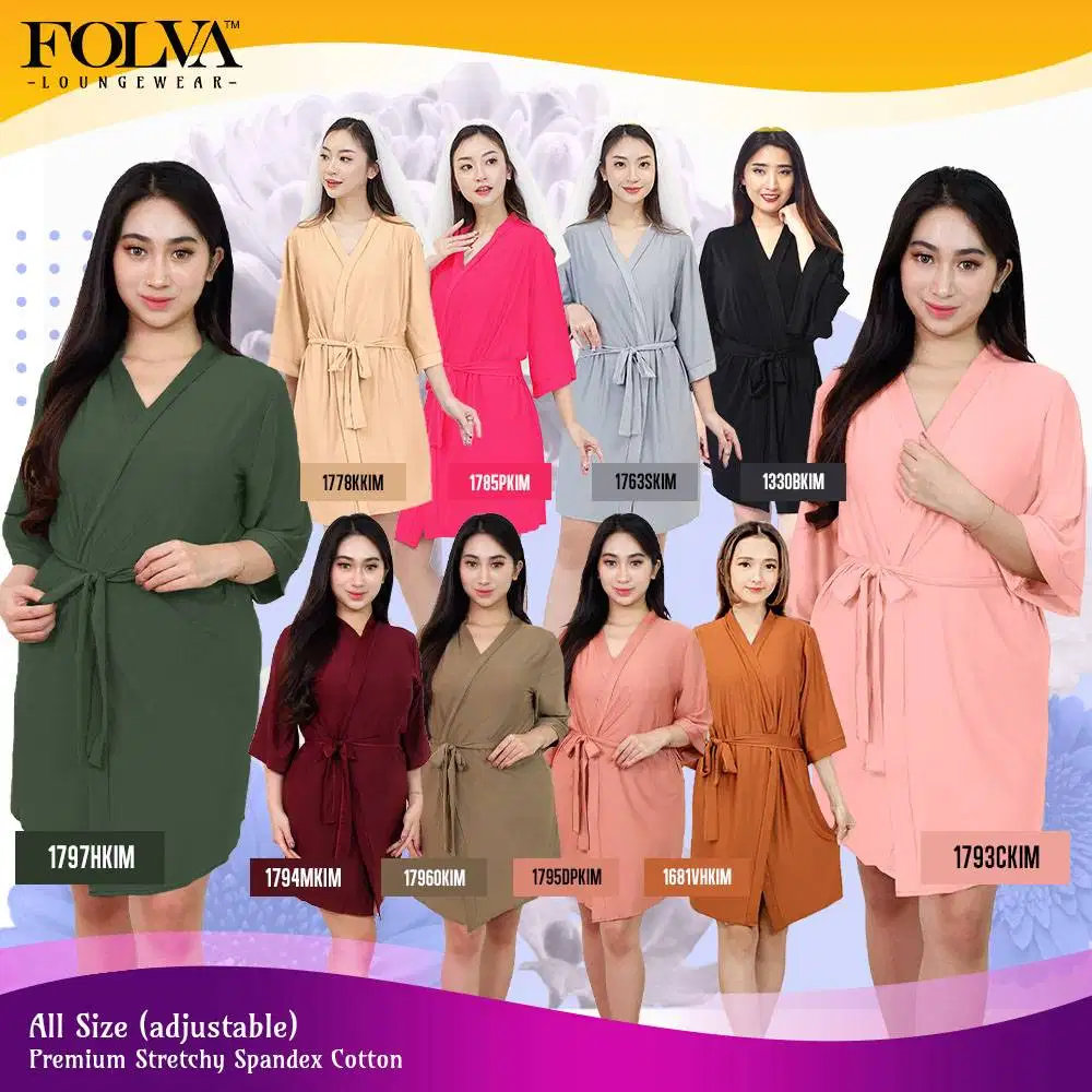FOLVA Kimono Bridesmaid Baju Tidur Piyama Wanita robe spandex