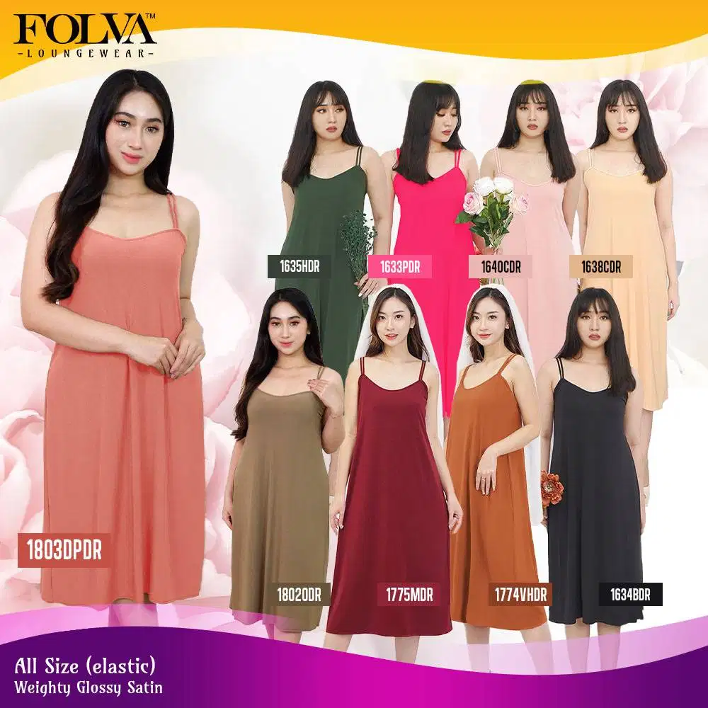 FOLVA dress tanktop baju tidur wanita daster spandex melar all size