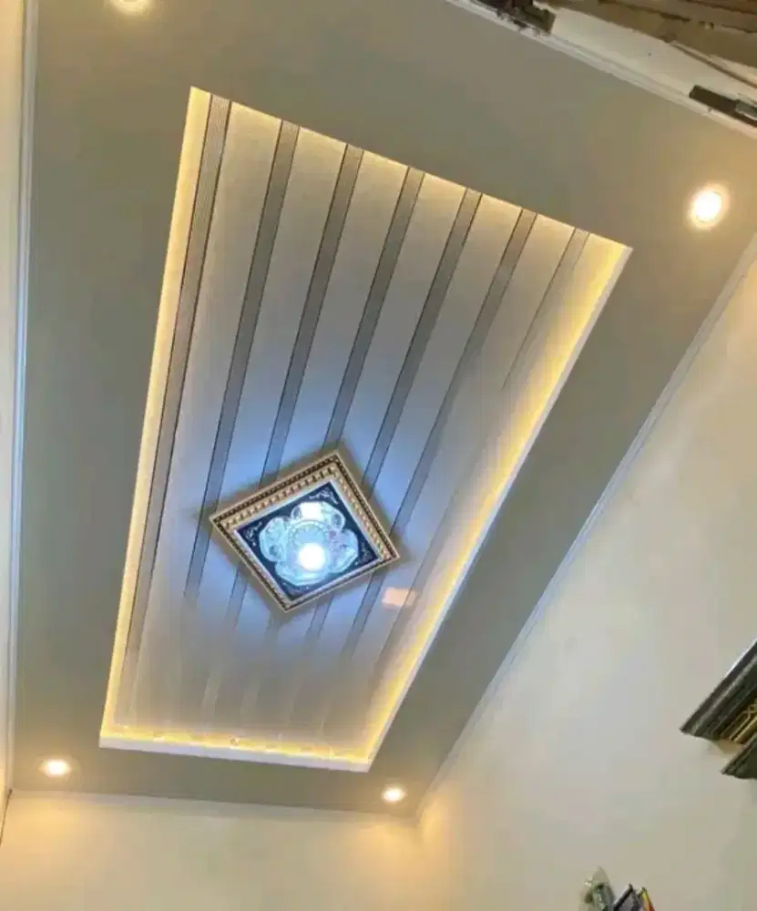 Plafon bahan gipsum dan pvc