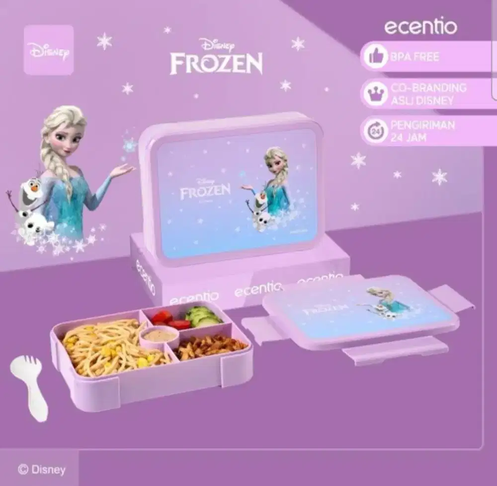 Ecentio Kotak Makan dan Botol Minum Anak Karakter Frozen Disney Elsa