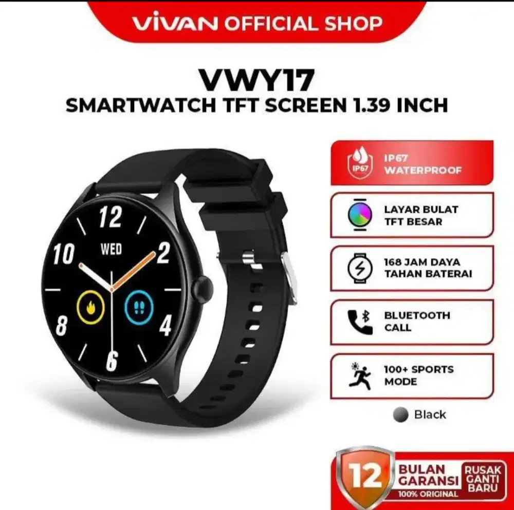 Vivan Smartwatch Jam Tangan Digital Pintar VWY17 Garansi 1tahun