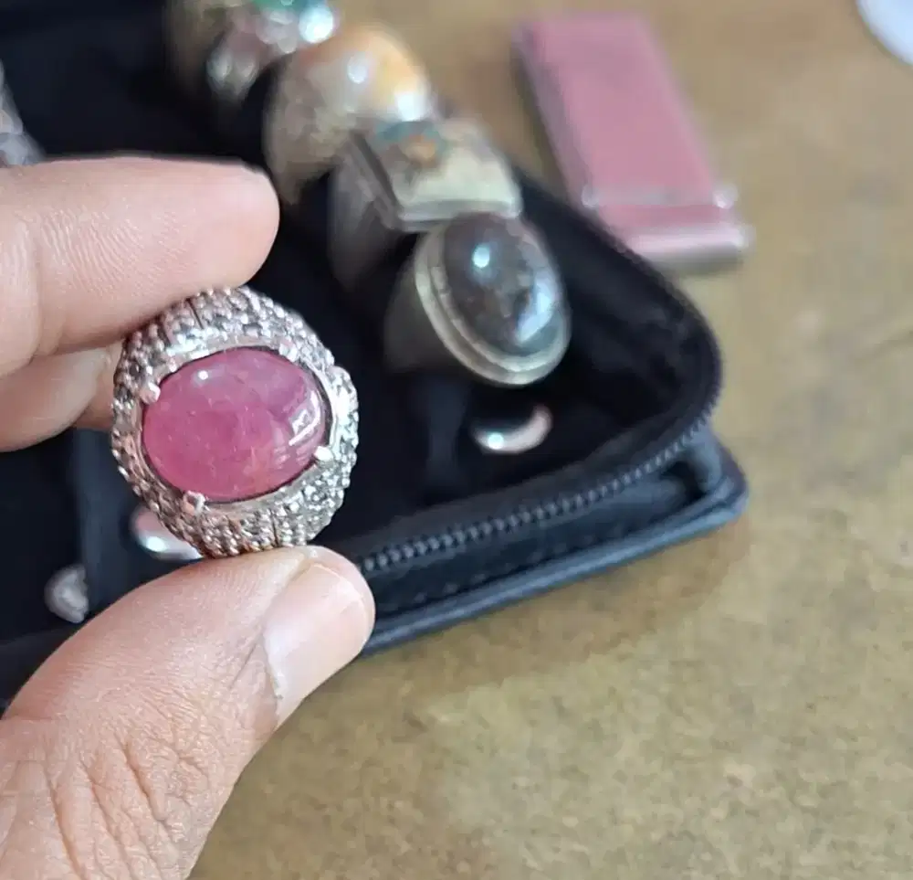 Ruby burma big size ring perak
