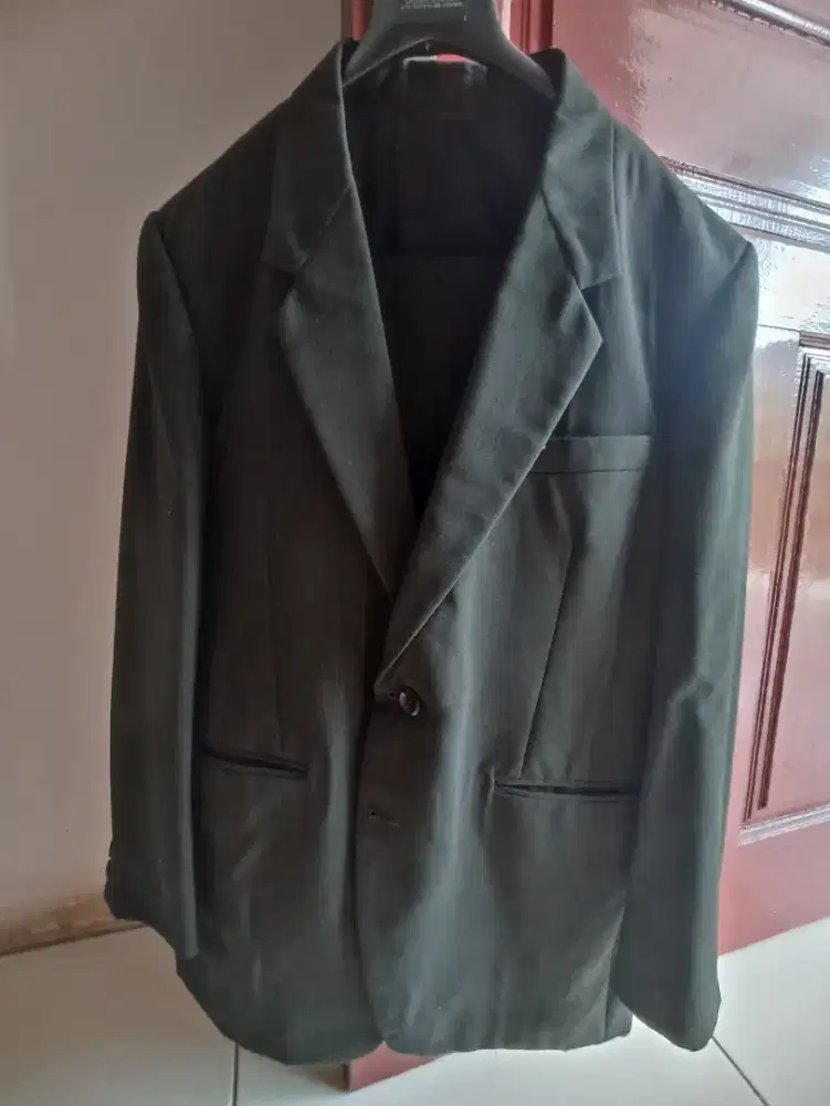 Jas cowo plus celana lengkap cover, LD 96 cm,panjang 90 cm