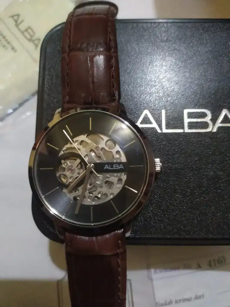 Jam tangan alba otomatis skelaton type a8a001 ada doa book dan nota