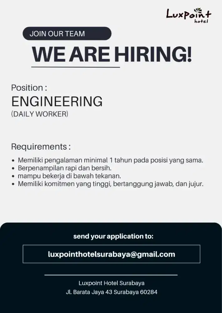 LOKER DW TEKNISI / ENGINEERING