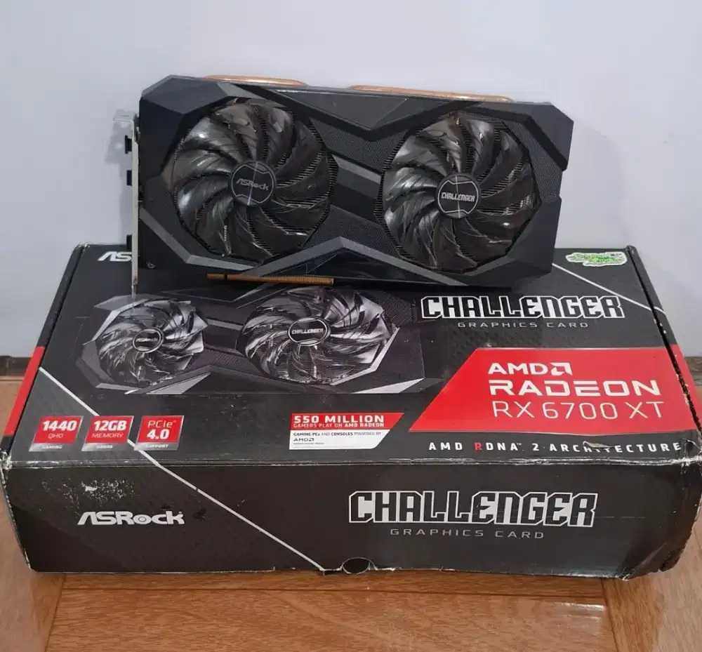 Vga RX6700XT 12GB asrock challenger lengkap mulus