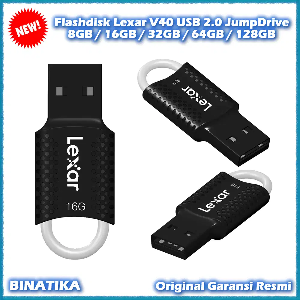 Flashdisk Lexar V40 USB 2.0 JumpDrive 8GB/16GB/32GB/64GB/128GB Resmi