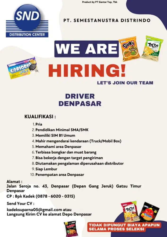 Loker sopir dan sales
