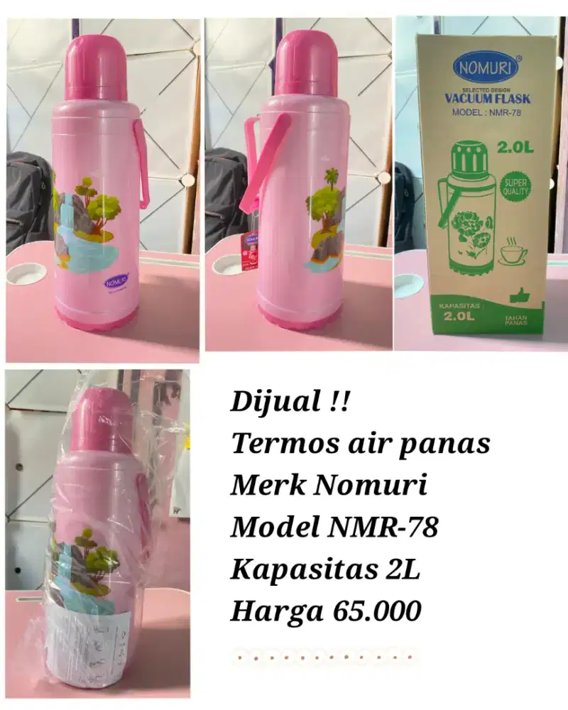 Termos air panas merk nomuri 2L warna pink
