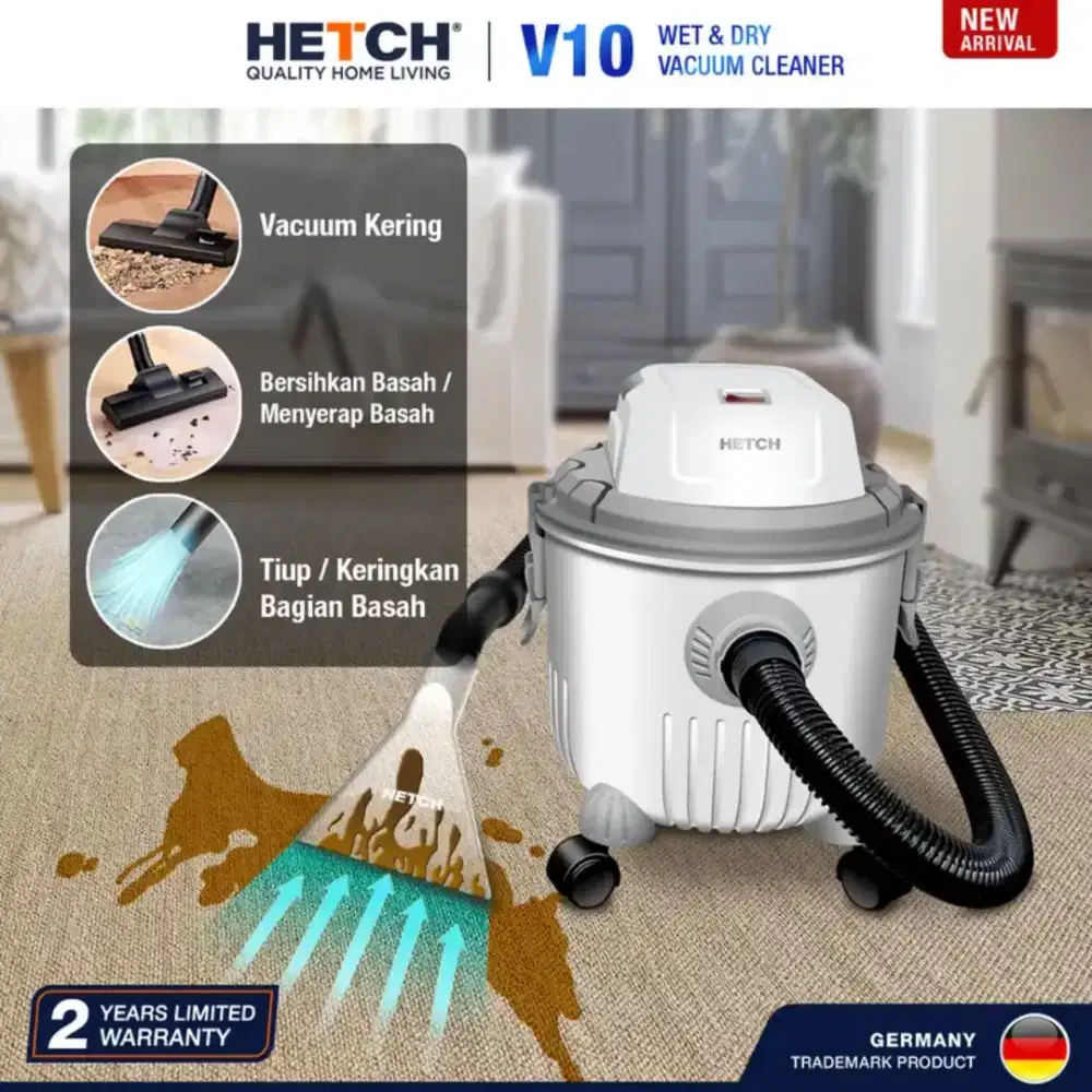 Hetch V10 Wet & Dry Vacuum Cleaner dengan nomor model DVC-1422-HC.