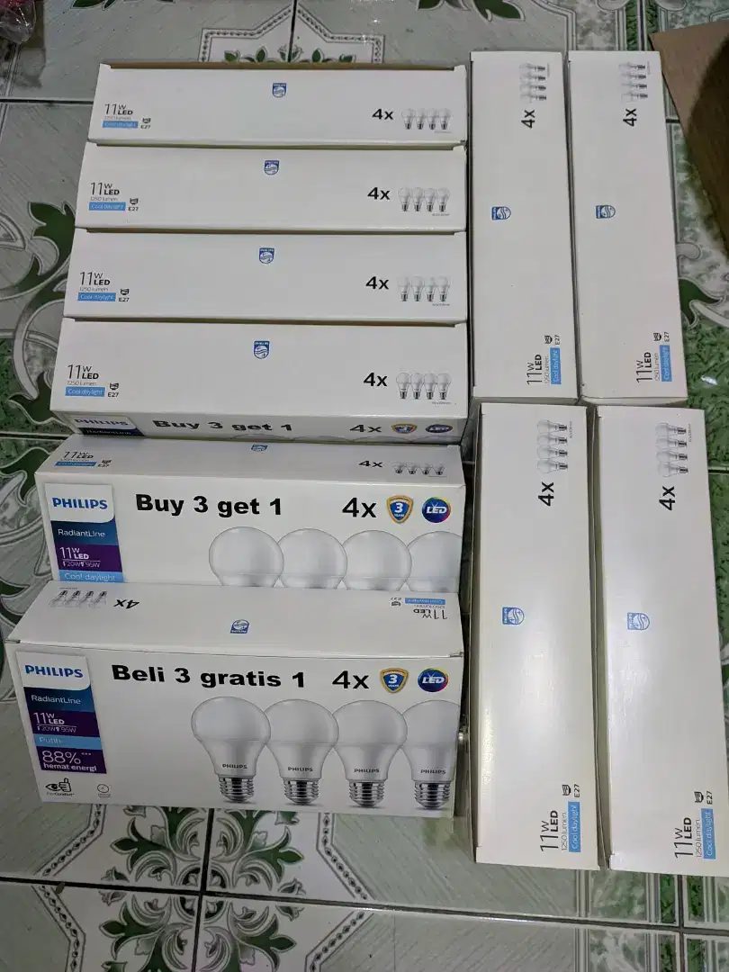 LAMPU LED PHILIPS 11 WATT 10 PACK = 40 BIJI