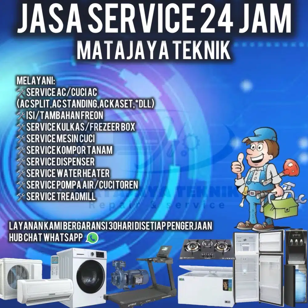 Service ac bongkar pasang ac kulkas mesin cuci waterheter kompor tanam