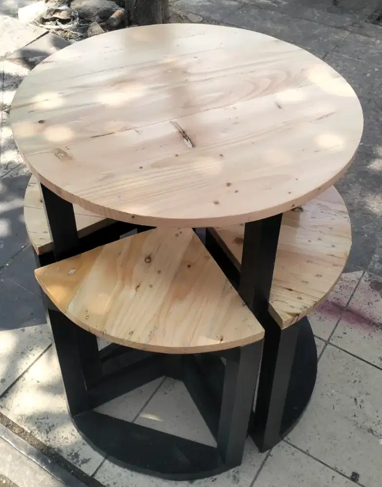 1Set meja makan bunder jati belanda