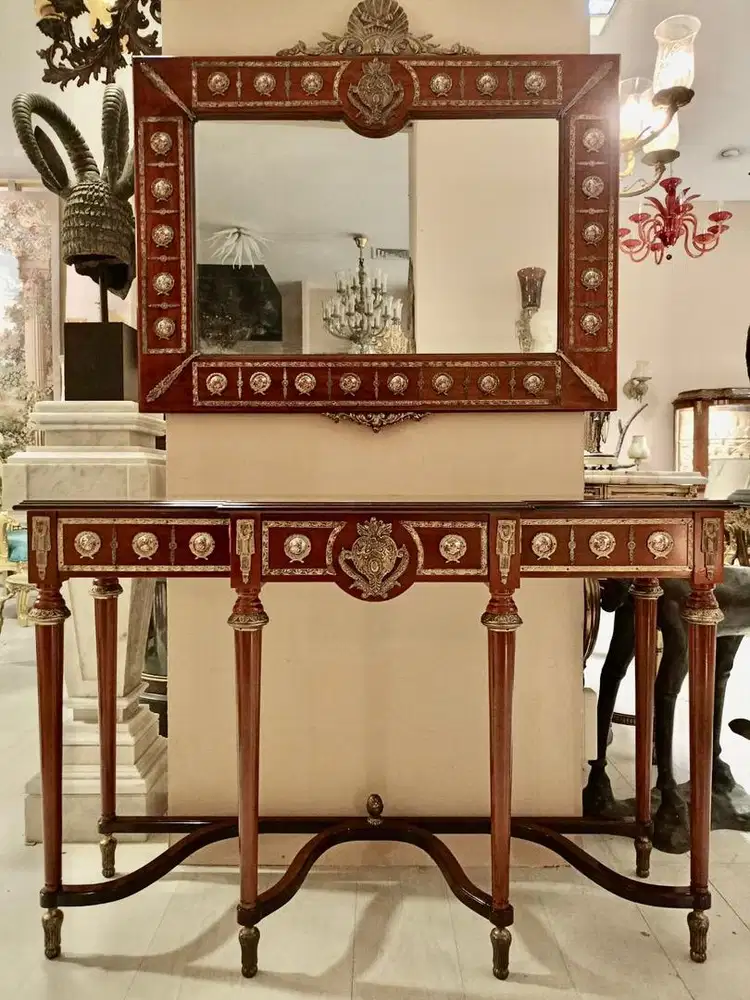 set meja konsul dan cermin davinci