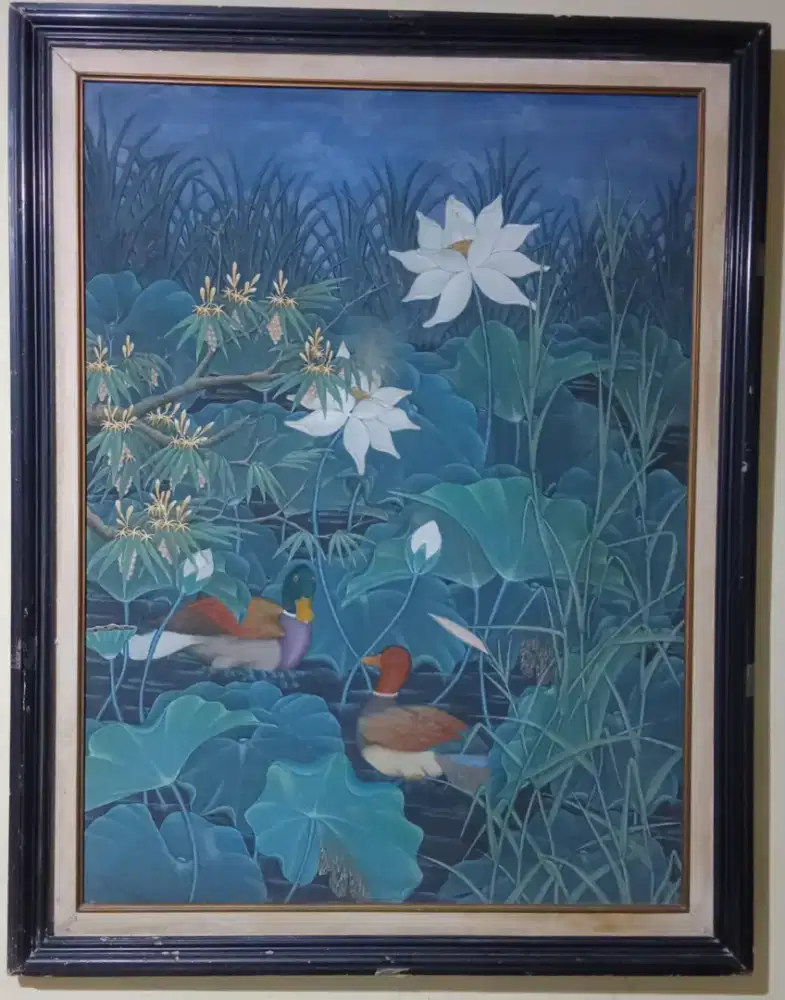 Lukisan Kanvas Karya Pelukis Bali Gaya Tebesaya Ubud Thn 1971 Original