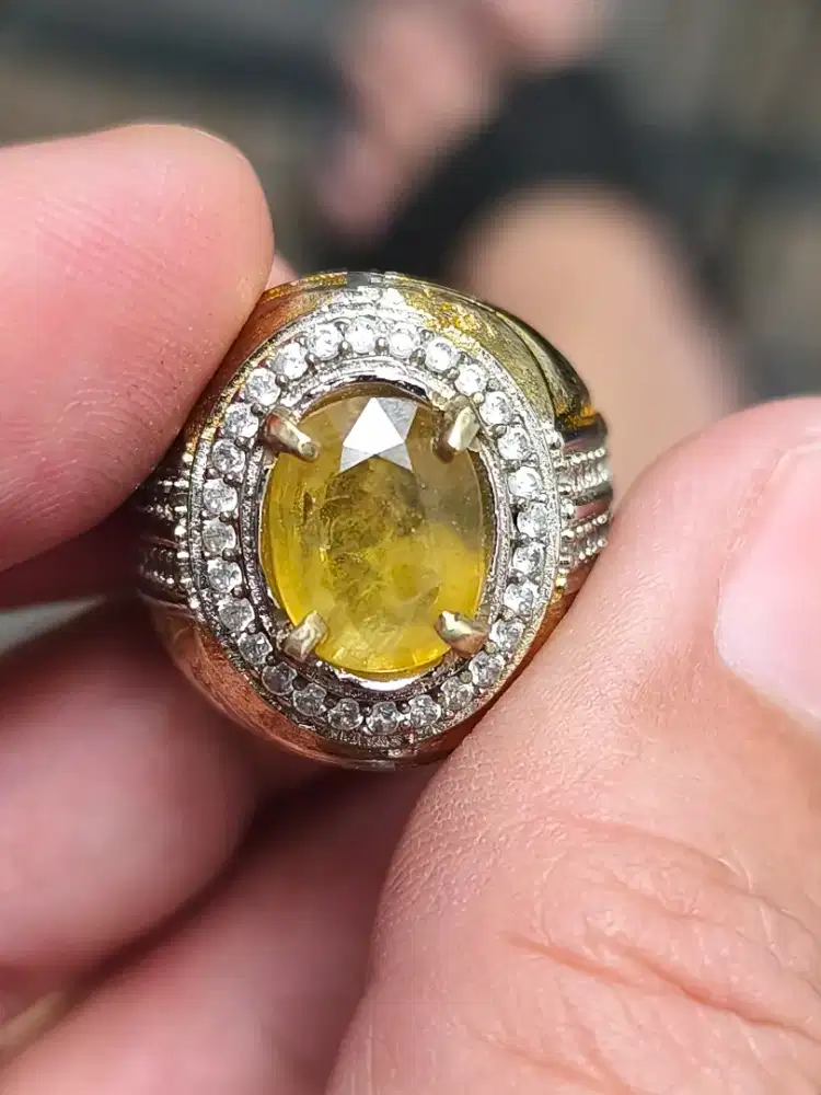 Cincin Batu yellow sapphire safir 3.71 crat ring alpaka memo MGL