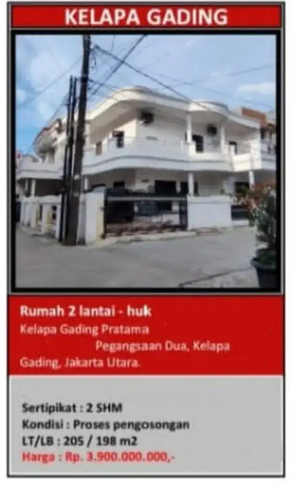 Dijual Rumah Kelapa Gading Pratama
