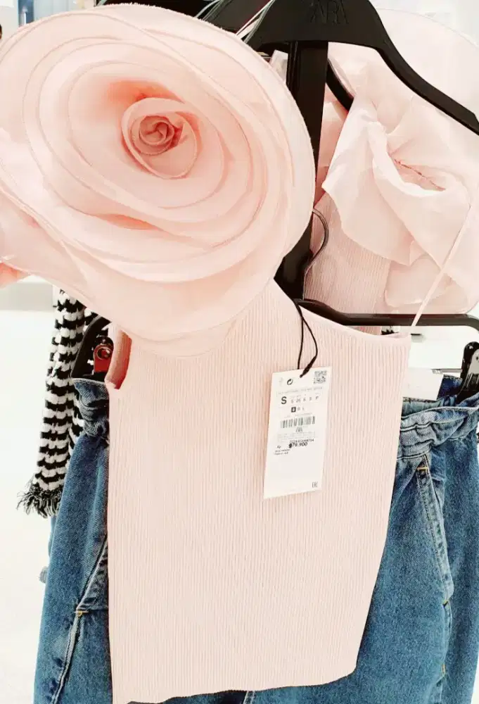 NEW ZARA TANKTOP FLOWER PINK Gown gaun pesta party sexy jiso Blackpink