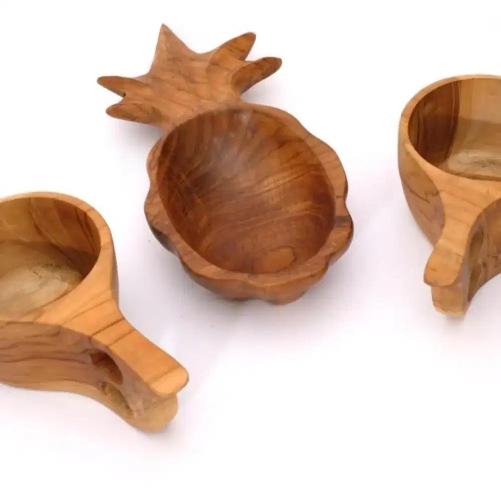Set Mangkuk Kayu Handmade Bali Set 3 Motif Nanas