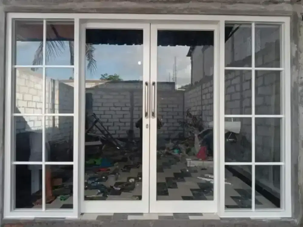 Kusen aluminium, canopy, pagar, realing tangga, kaca lukis,