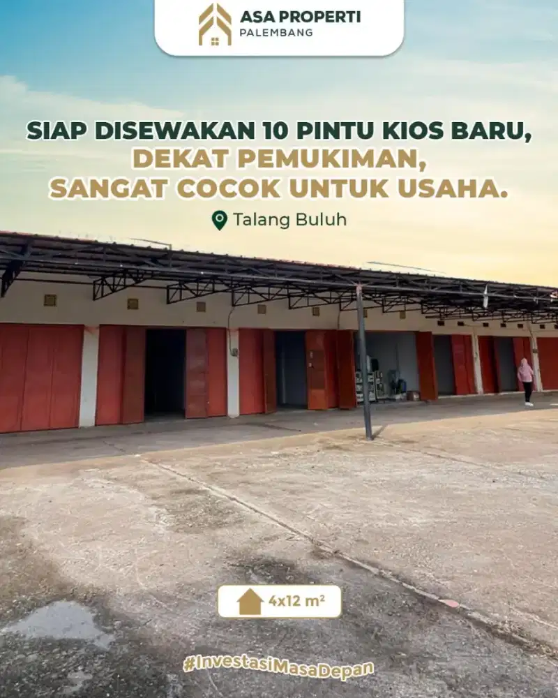 DISEWAKAN 10 PINTU KIOS BARU DEKAT PEMUKIMAN PENDUDUK