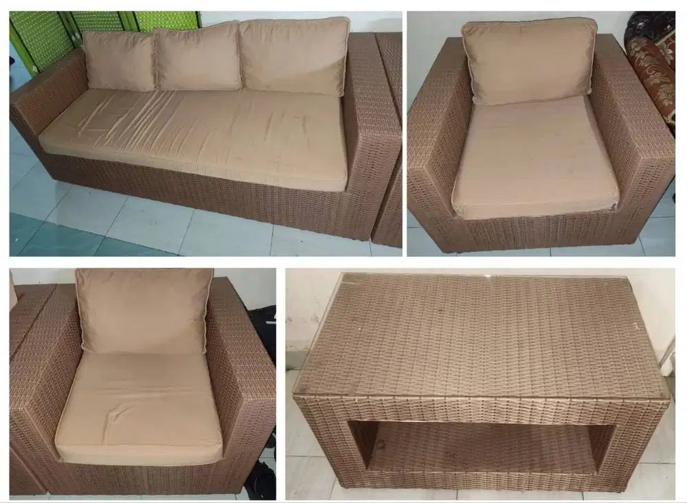 Dijual Set Kursi + Meja Rotan Plastik – Bekas