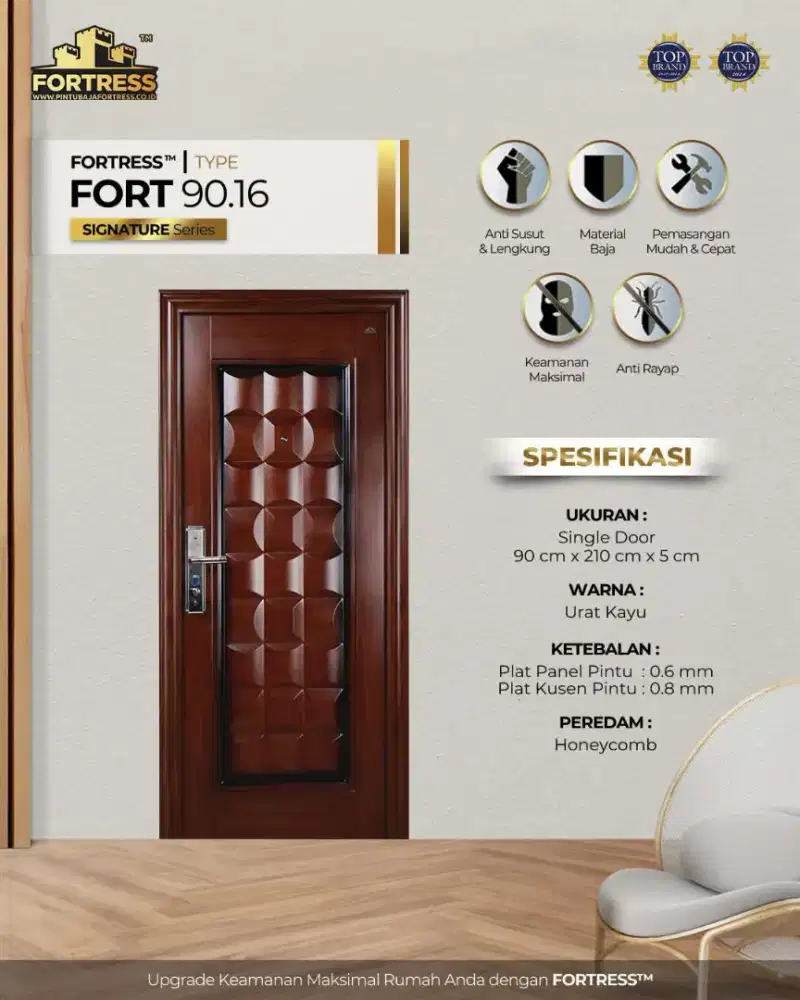 Pintu Baja Fortress Tipe Fort, pintu utama single