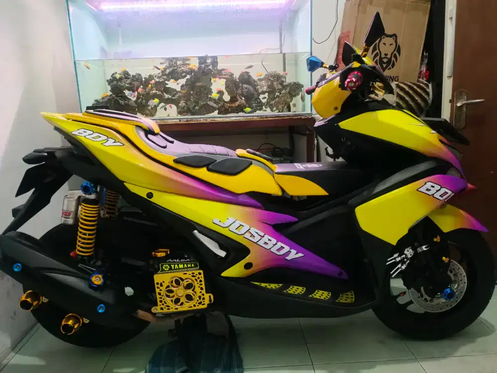 Aerox Kuning Modifikasi Full Accesories CNC