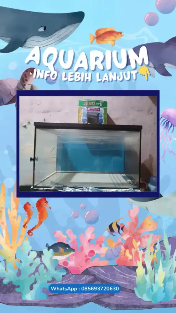 Aquarium ukuran 60x30cm dengan merk Aqua + alat penyaring air