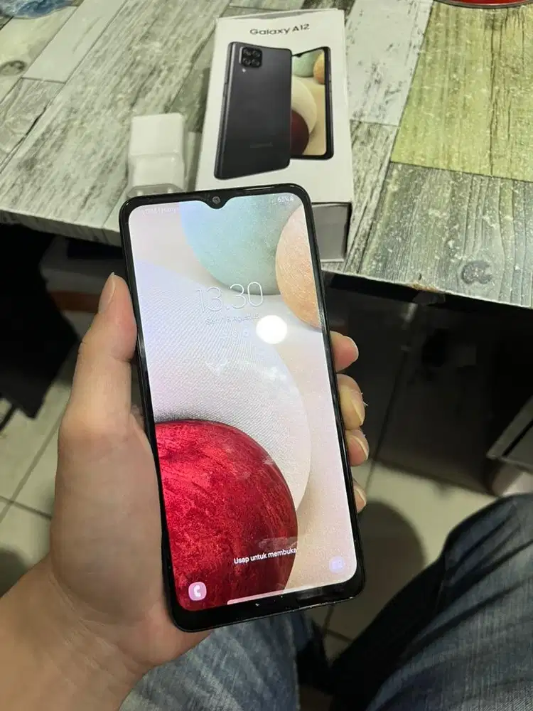 Samsung a12 4/128 fulset mulus normal semua no kabel aja harga net aja