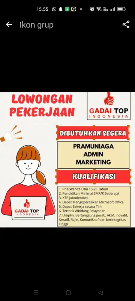 LOWONGAN KERJA PT GADAI TOP INDONESIA