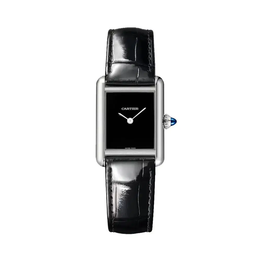 Cartier Tank Must De Black Dial with Leather Quartz 22 - New in Box