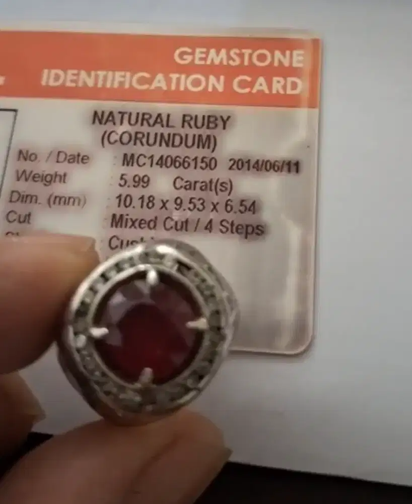 Murah cincin ruby warna peageon bood 5.9 crat bagus