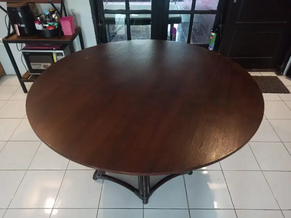 MEJA MAKAN KAYU ROTAN ANTIK
