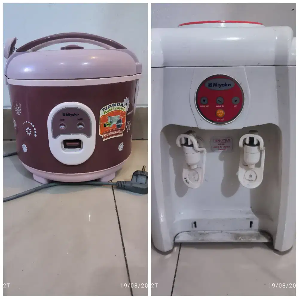 Satu set rice cooker miyako 1.8L dan dispenser miyako