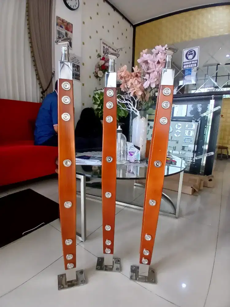 Railing Double Full Kayu Model Jari Jari
