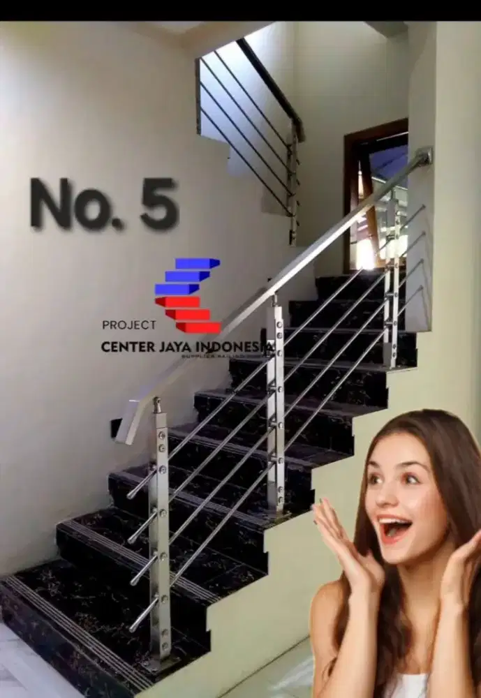 Railing Double Plat Lurus Jari Jari Hairline