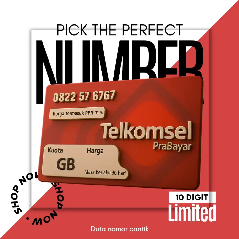 Kartu perdana 10 digit 5G free kuota 260gb Telkomsel nomor cantik