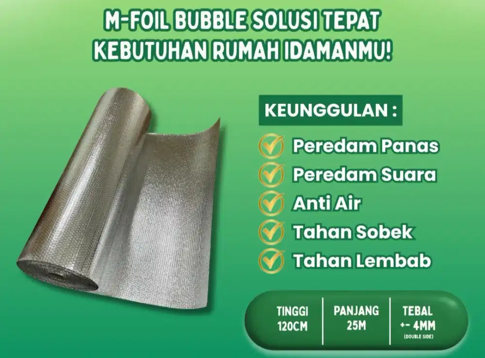 ALUMINIUM BUBBLE FOIL ANTI PANAS / INSULASI ATAP / PEREDAM PANAS ATAP