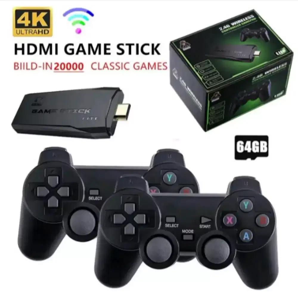 Jual game stik lite 4k retro game console 20000 games +2 stik wireles