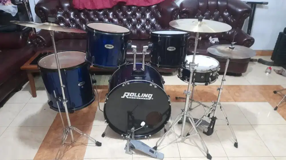 Drum Rolling TW series biru hitam plus simbal