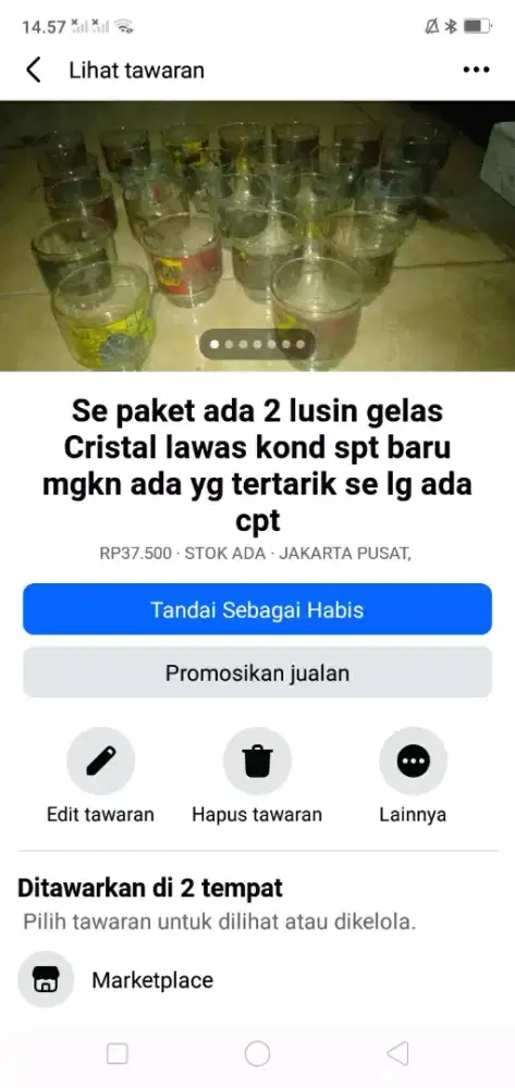Ada 2 lusin gelas Cristal pendek lawas kond spt baru mgkn ada yg perlu