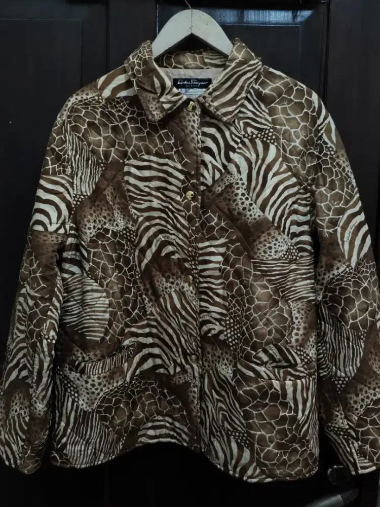 Salvatore Ferragamo Quilted Jacket Animals printed original authentic
