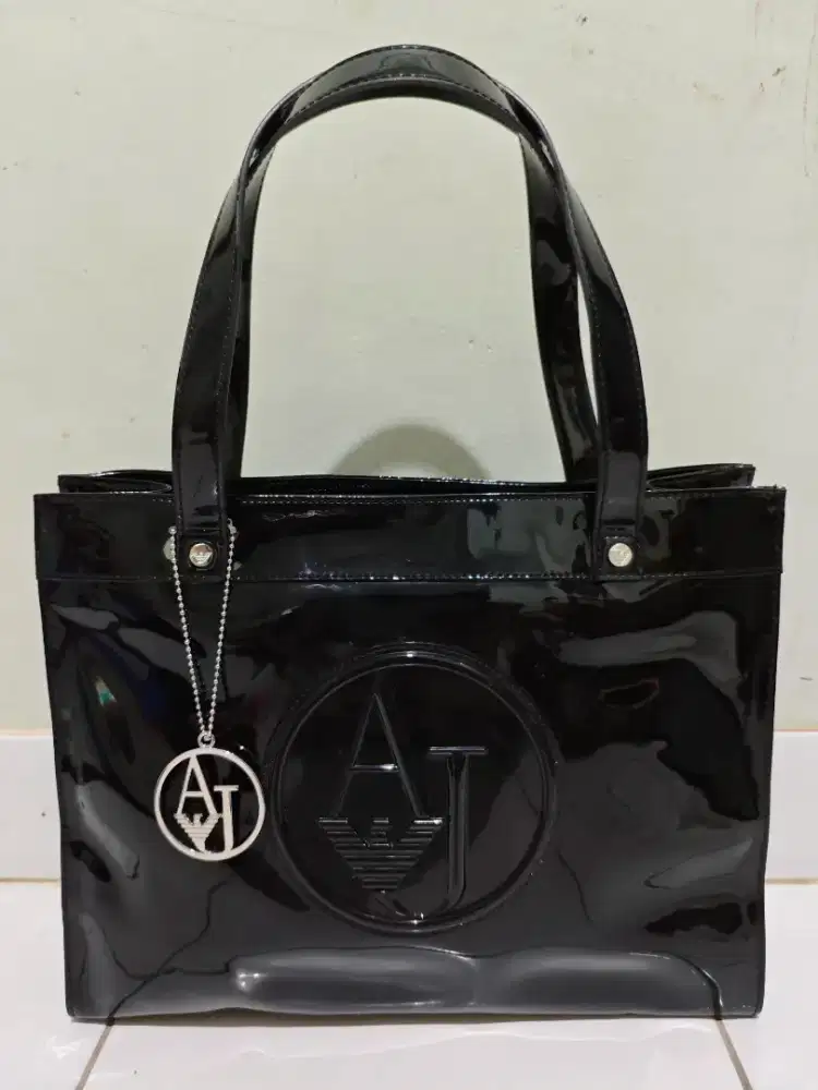 Armani Jeans AJ Patent Leather Tote Bag original authentic like new