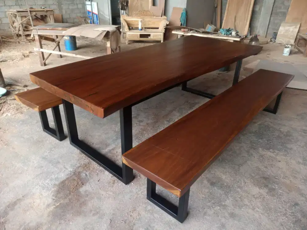 Meja meeting/meja keluarga/meja kayu solid