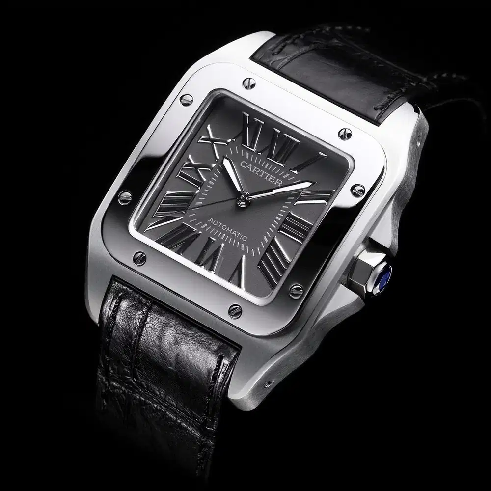 Cartier Santos 100-L Grey Dial Stainless Steel 38 mm